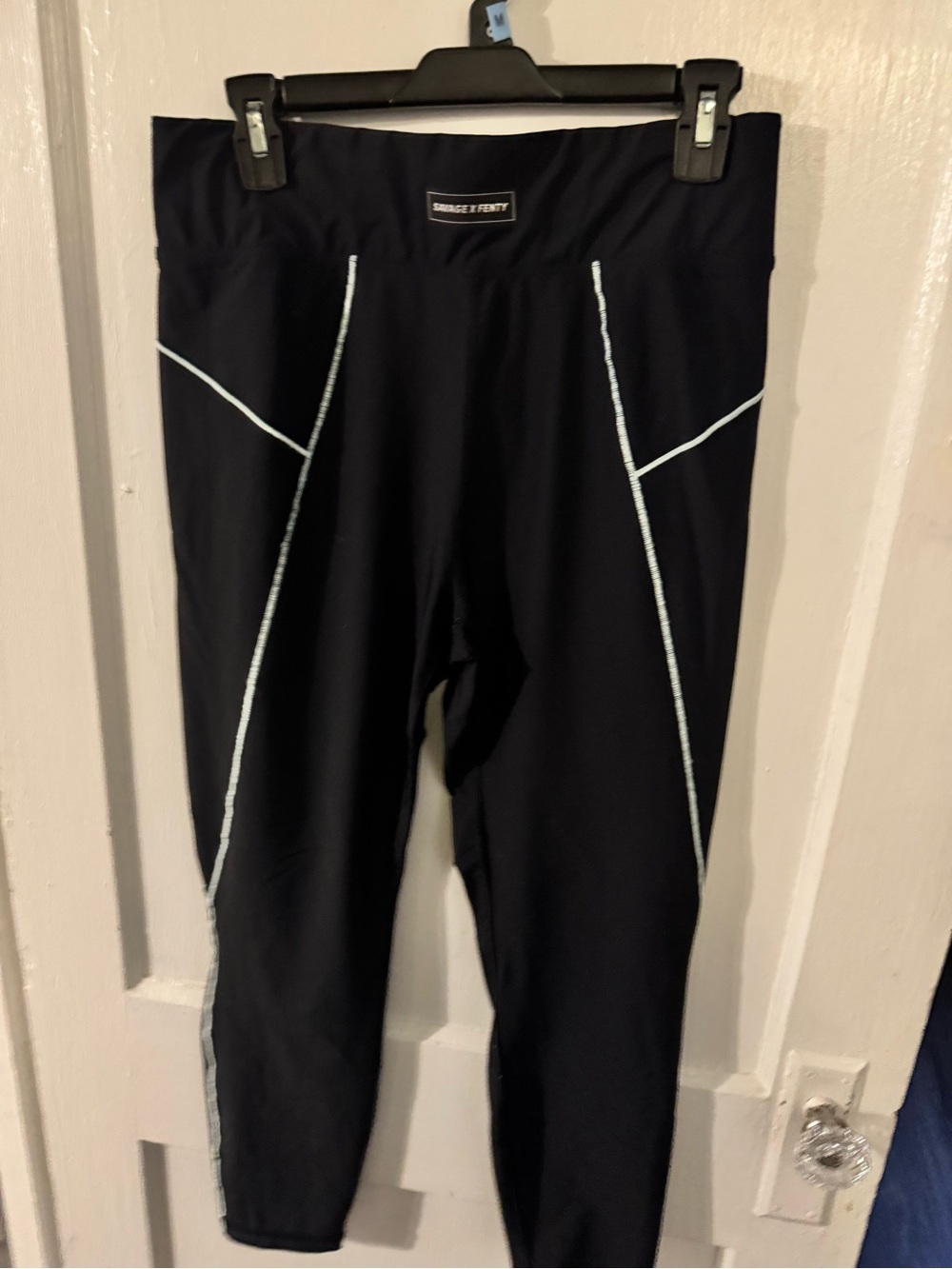 Savage X Fenty Black Leggings with White Piping